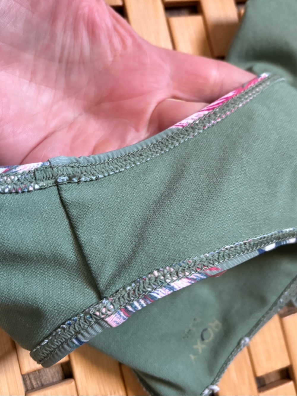 Roxy Olive Floral Tie-Side Bikini Bottom with Pink & Blue Prints sz L - Picture 7 of 8